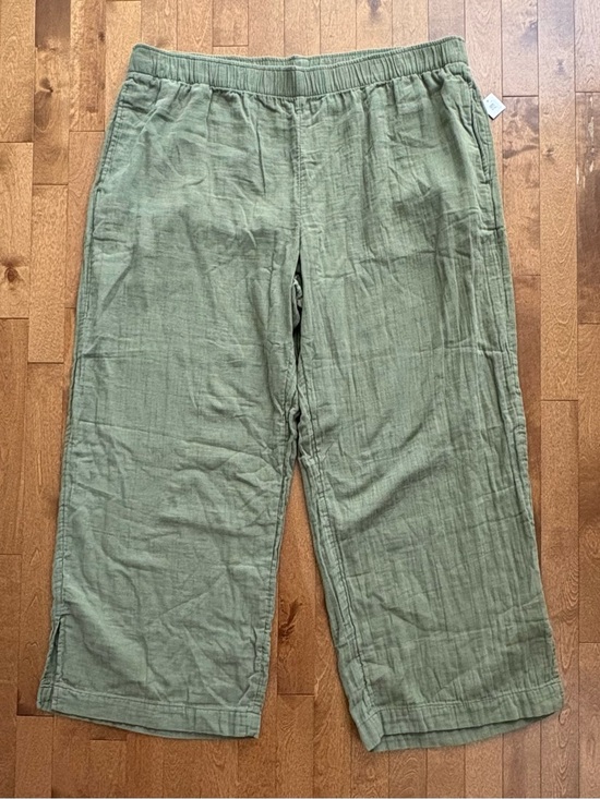Old Navy Pants - Old Navy High-Rise Wide-Leg Cotton Linen-Look Pants Sage Green Size XXL
